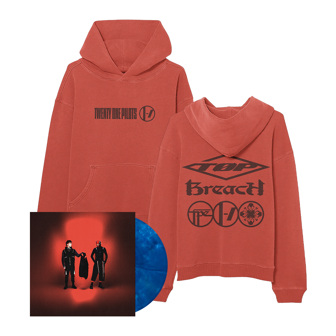 Breach Blue Vinyl + Red Hoodie Bundle