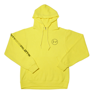 Black hoodie with yellow writing top